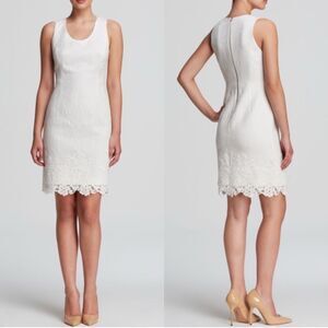 Rebecca Taylor Scoop Neck Matelasse White Cotton Lace Dress Party Size 4